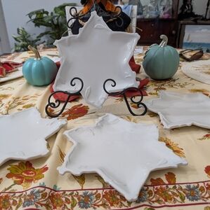 Three 6- Point White Pottery Barn Appetizer Plates